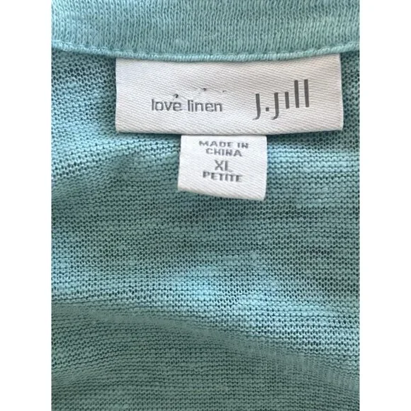 J. Jill Love Linen Open Front Cardigan Sweater Size XL New Aqua Blue Casual - Picture 5 of 6
